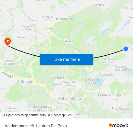 Valdemanco to Lastras Del Pozo map