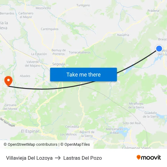 Villavieja Del Lozoya to Lastras Del Pozo map