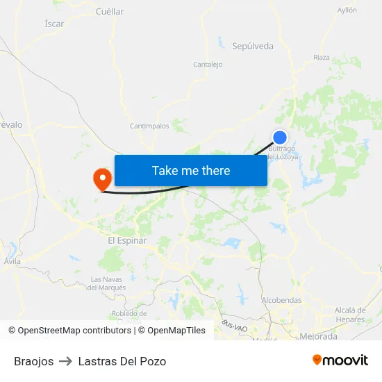 Braojos to Lastras Del Pozo map