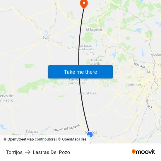 Torrijos to Lastras Del Pozo map