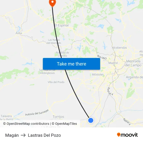 Magán to Lastras Del Pozo map