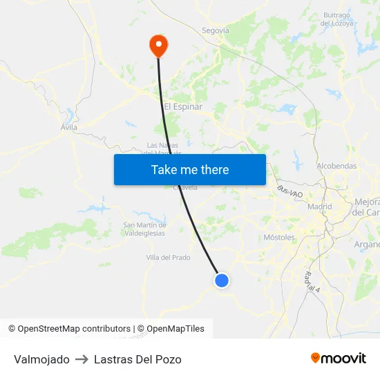 Valmojado to Lastras Del Pozo map