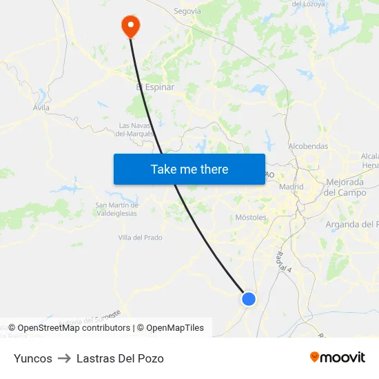 Yuncos to Lastras Del Pozo map