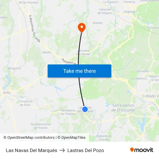 Las Navas Del Marqués to Lastras Del Pozo map