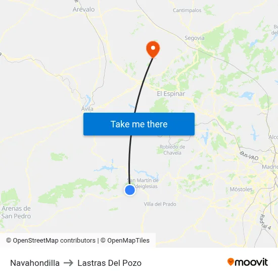 Navahondilla to Lastras Del Pozo map