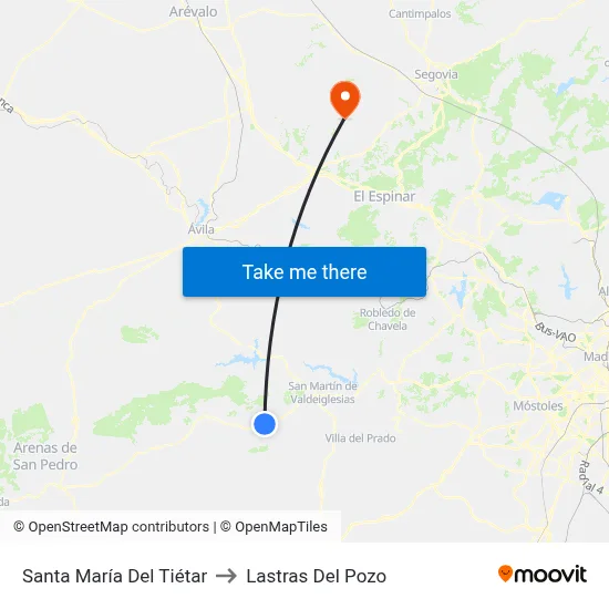Santa María Del Tiétar to Lastras Del Pozo map