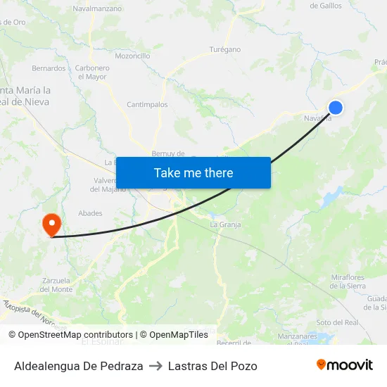 Aldealengua De Pedraza to Lastras Del Pozo map