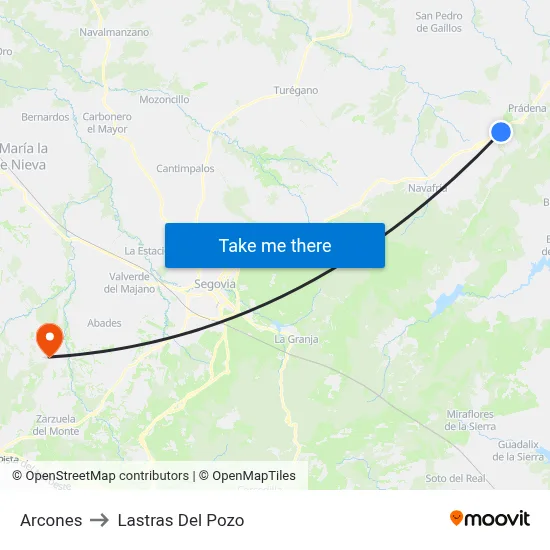 Arcones to Lastras Del Pozo map