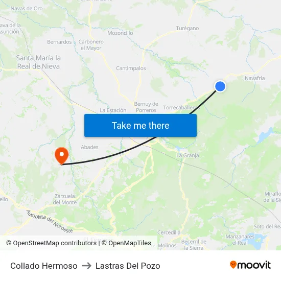 Collado Hermoso to Lastras Del Pozo map