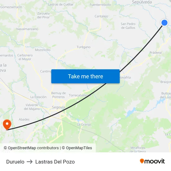 Duruelo to Lastras Del Pozo map