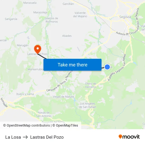 La Losa to Lastras Del Pozo map
