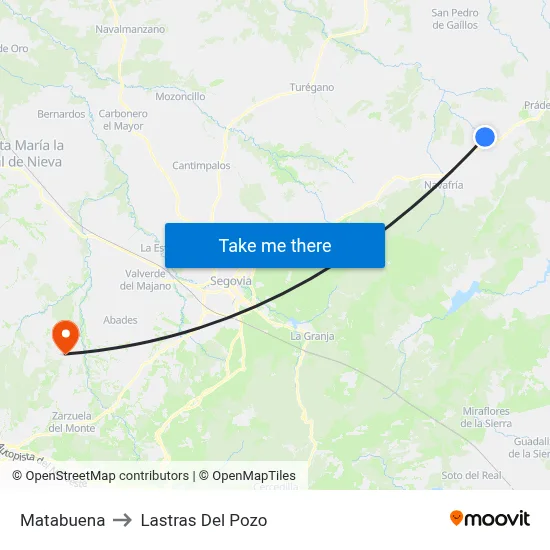 Matabuena to Lastras Del Pozo map