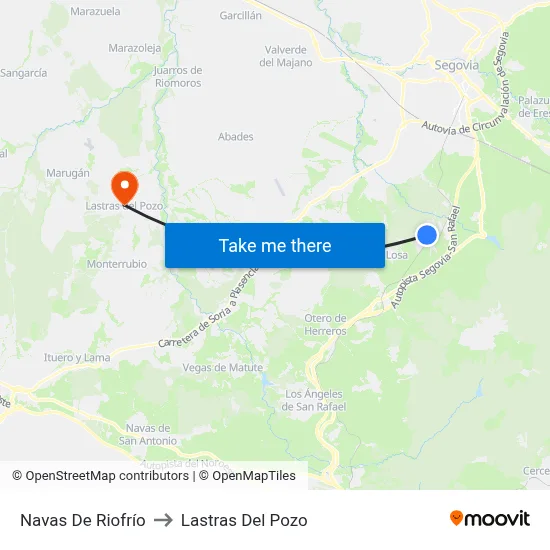 Navas De Riofrío to Lastras Del Pozo map