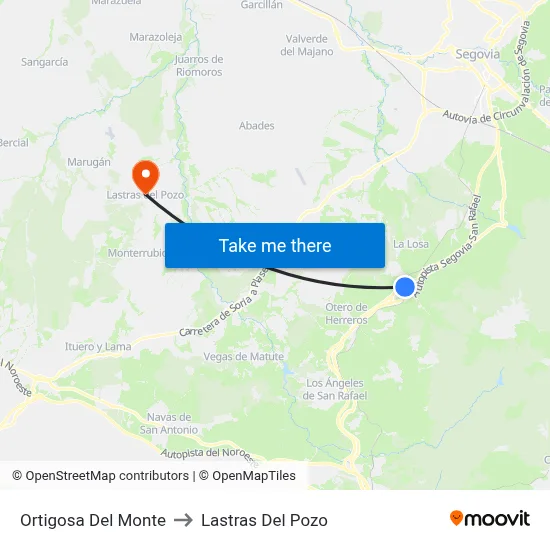 Ortigosa Del Monte to Lastras Del Pozo map