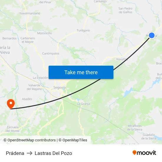 Prádena to Lastras Del Pozo map