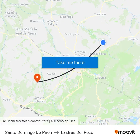 Santo Domingo De Pirón to Lastras Del Pozo map