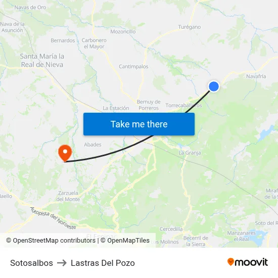 Sotosalbos to Lastras Del Pozo map