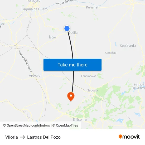 Viloria to Lastras Del Pozo map
