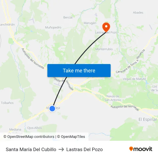 Santa María Del Cubillo to Lastras Del Pozo map