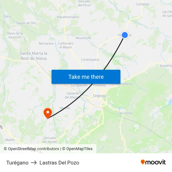 Turégano to Lastras Del Pozo map