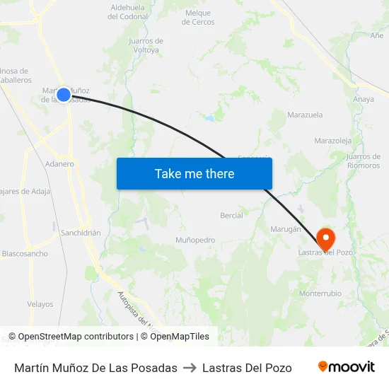 Martín Muñoz De Las Posadas to Lastras Del Pozo map