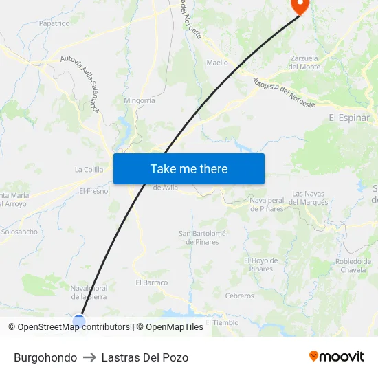 Burgohondo to Lastras Del Pozo map
