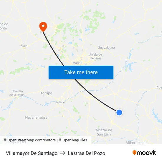 Villamayor De Santiago to Lastras Del Pozo map