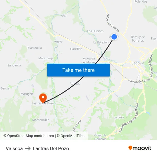 Valseca to Lastras Del Pozo map