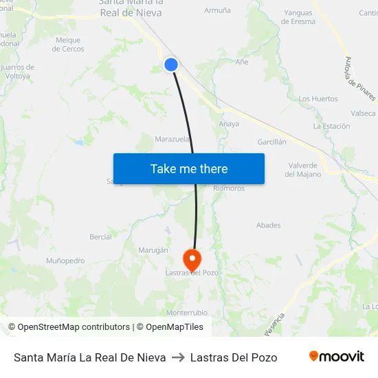 Santa María La Real De Nieva to Lastras Del Pozo map