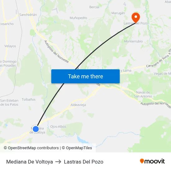 Mediana De Voltoya to Lastras Del Pozo map