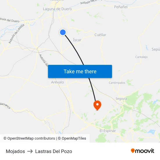 Mojados to Lastras Del Pozo map