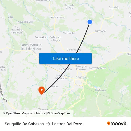 Sauquillo De Cabezas to Lastras Del Pozo map