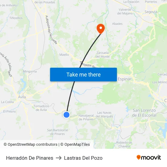 Herradón De Pinares to Lastras Del Pozo map