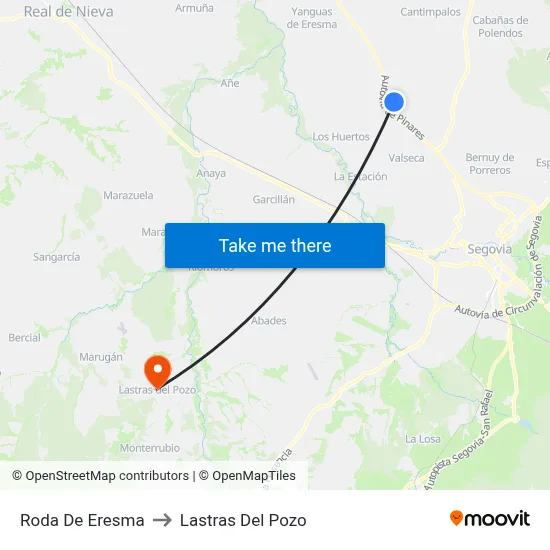 Roda De Eresma to Lastras Del Pozo map