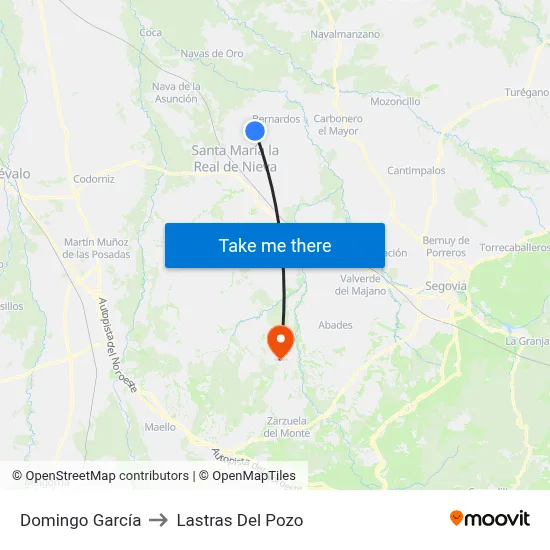 Domingo García to Lastras Del Pozo map