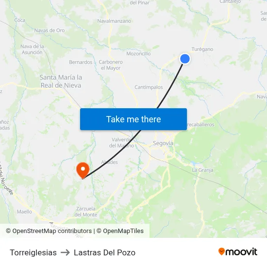 Torreiglesias to Lastras Del Pozo map
