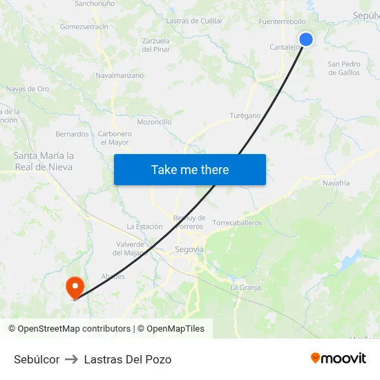 Sebúlcor to Lastras Del Pozo map