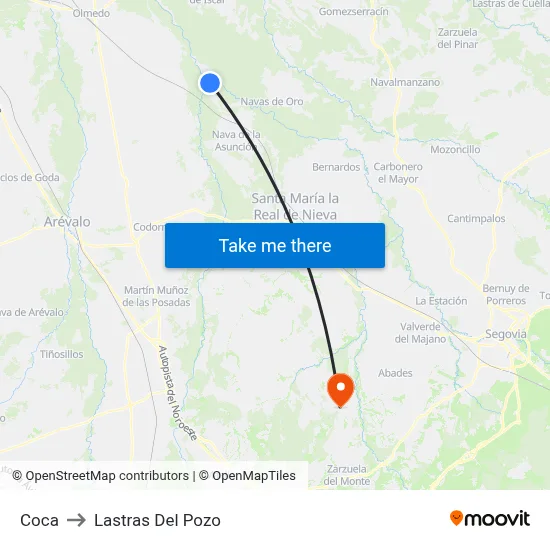 Coca to Lastras Del Pozo map
