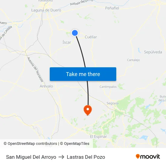 San Miguel Del Arroyo to Lastras Del Pozo map