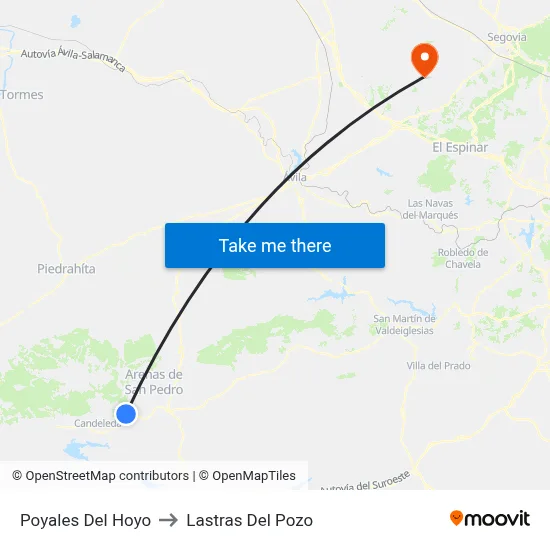 Poyales Del Hoyo to Lastras Del Pozo map