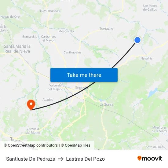 Santiuste De Pedraza to Lastras Del Pozo map