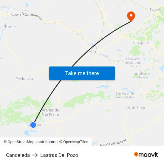 Candeleda to Lastras Del Pozo map