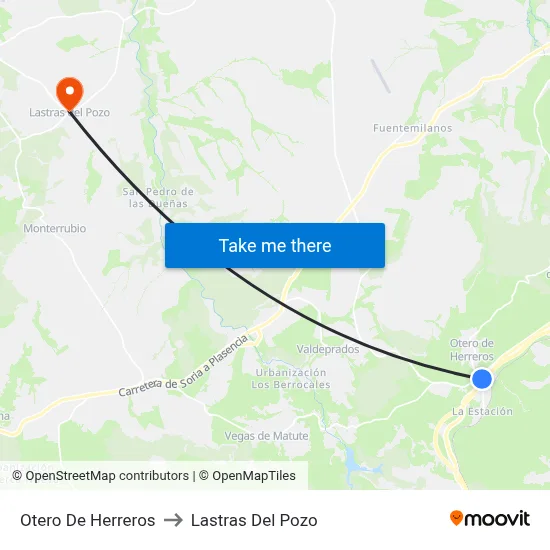 Otero De Herreros to Lastras Del Pozo map