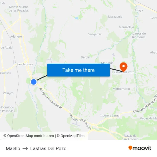 Maello to Lastras Del Pozo map