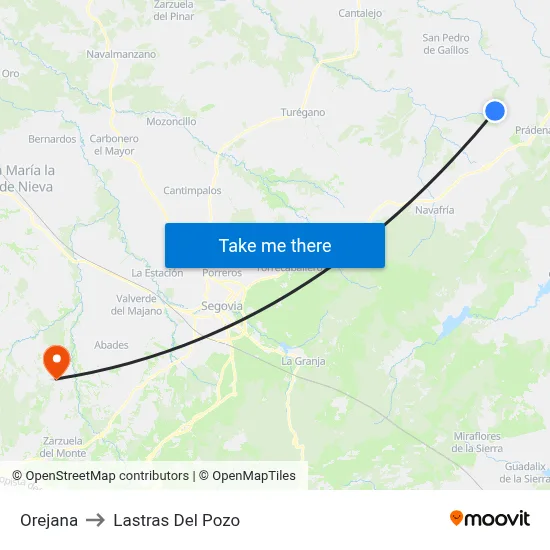 Orejana to Lastras Del Pozo map