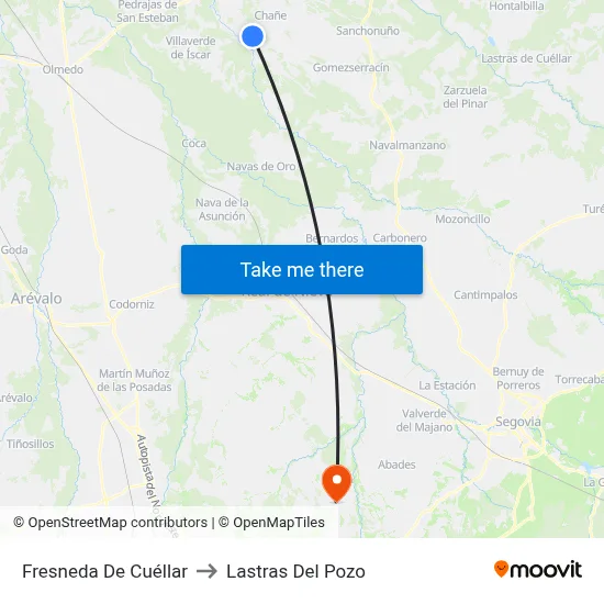 Fresneda De Cuéllar to Lastras Del Pozo map