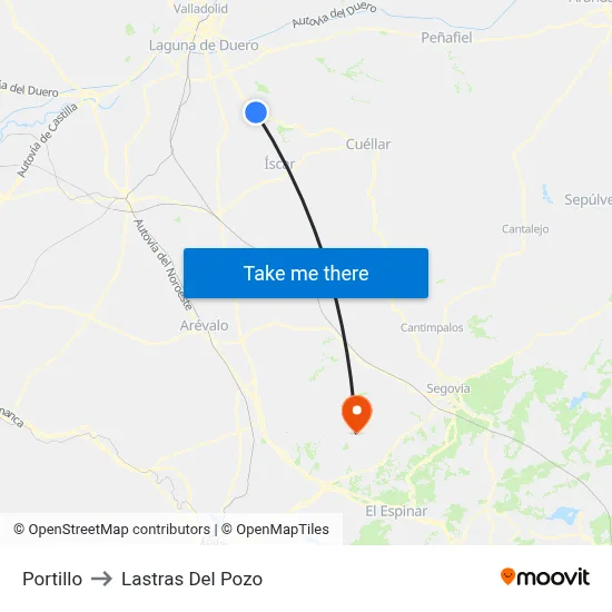 Portillo to Lastras Del Pozo map