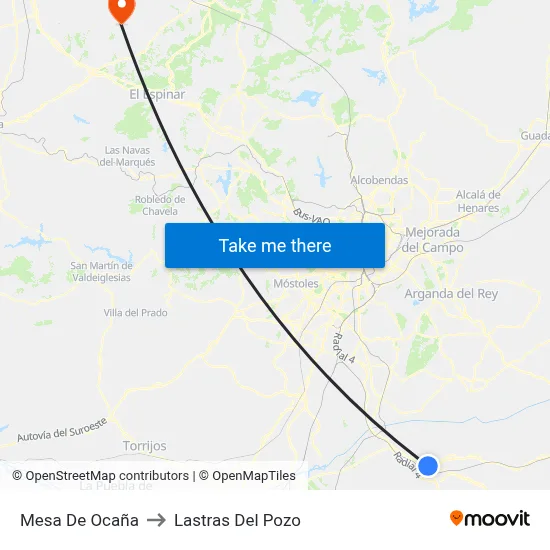 Mesa De Ocaña to Lastras Del Pozo map