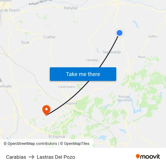 Carabias to Lastras Del Pozo map