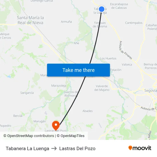 Tabanera La Luenga to Lastras Del Pozo map